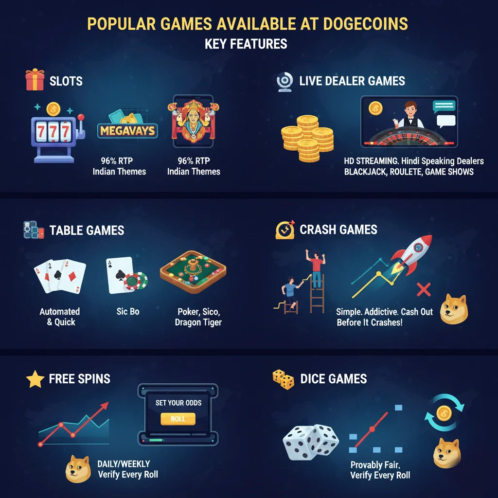 Popular Games Available at Dogecoin Casinos