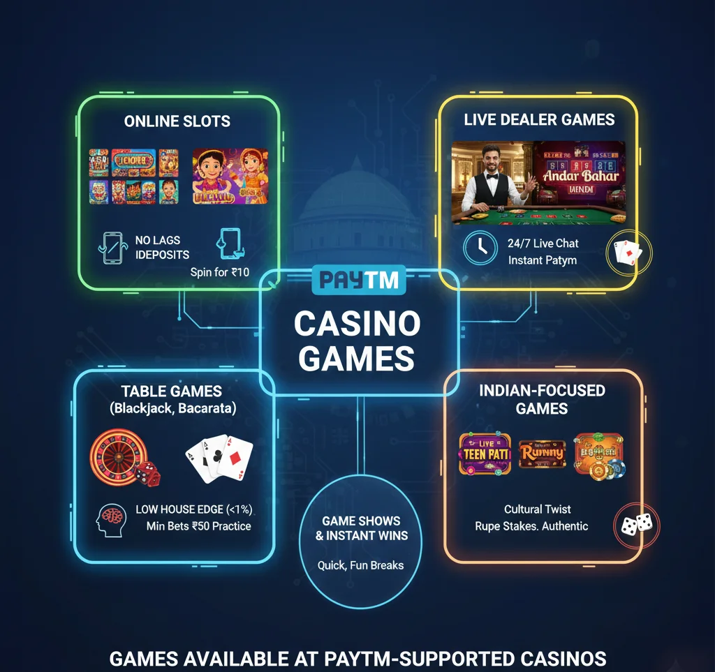 Games Available at Paytm-Supported Casinos