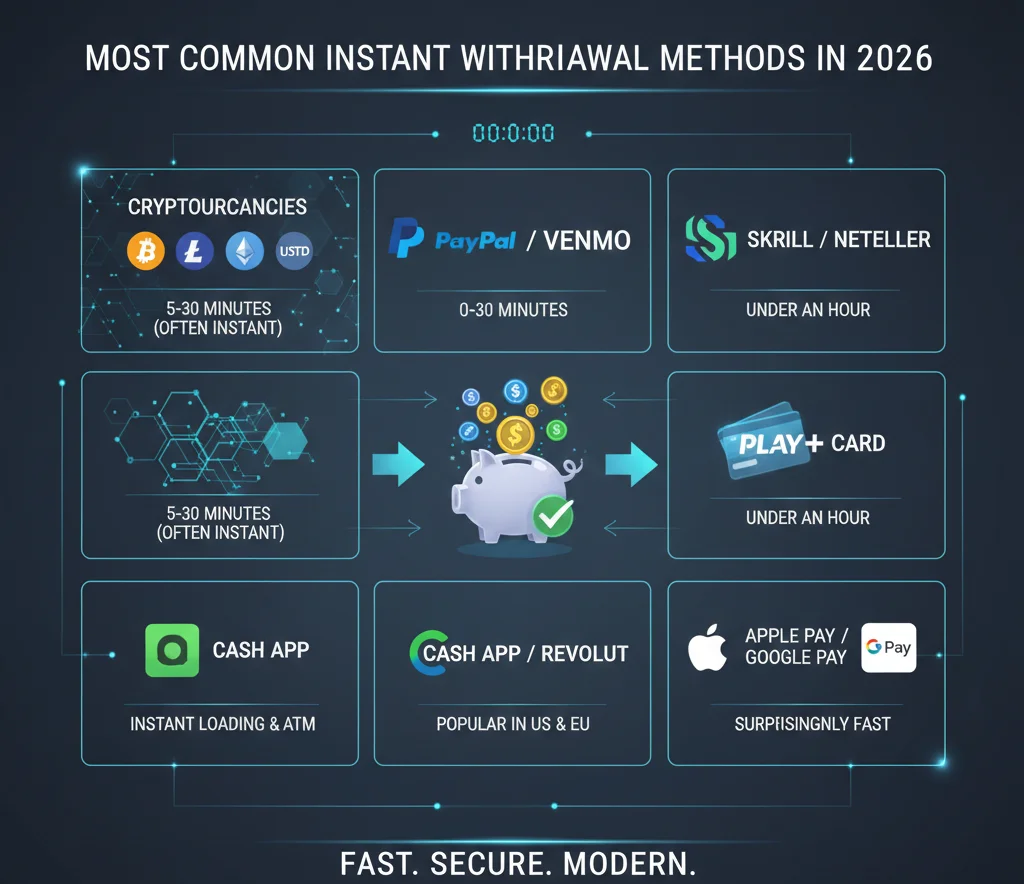 Most Common Instant Withdrawal Methods