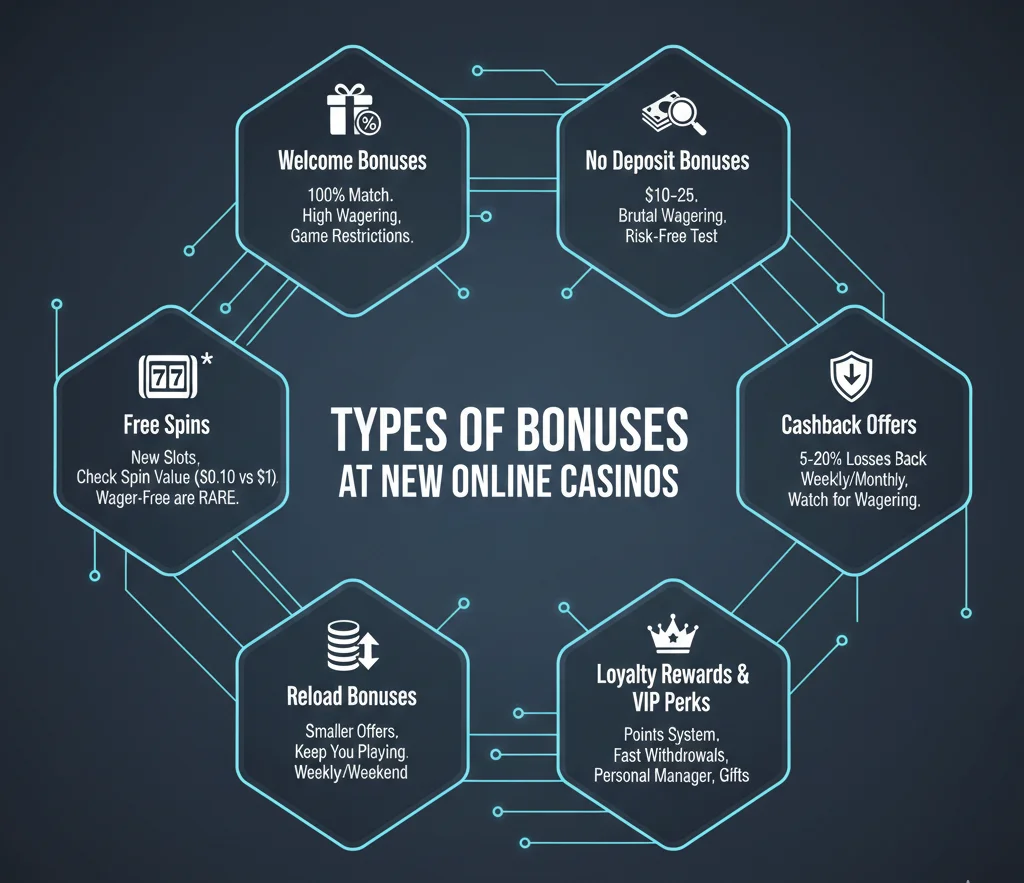 Types of Bonuses at New Online Casinos