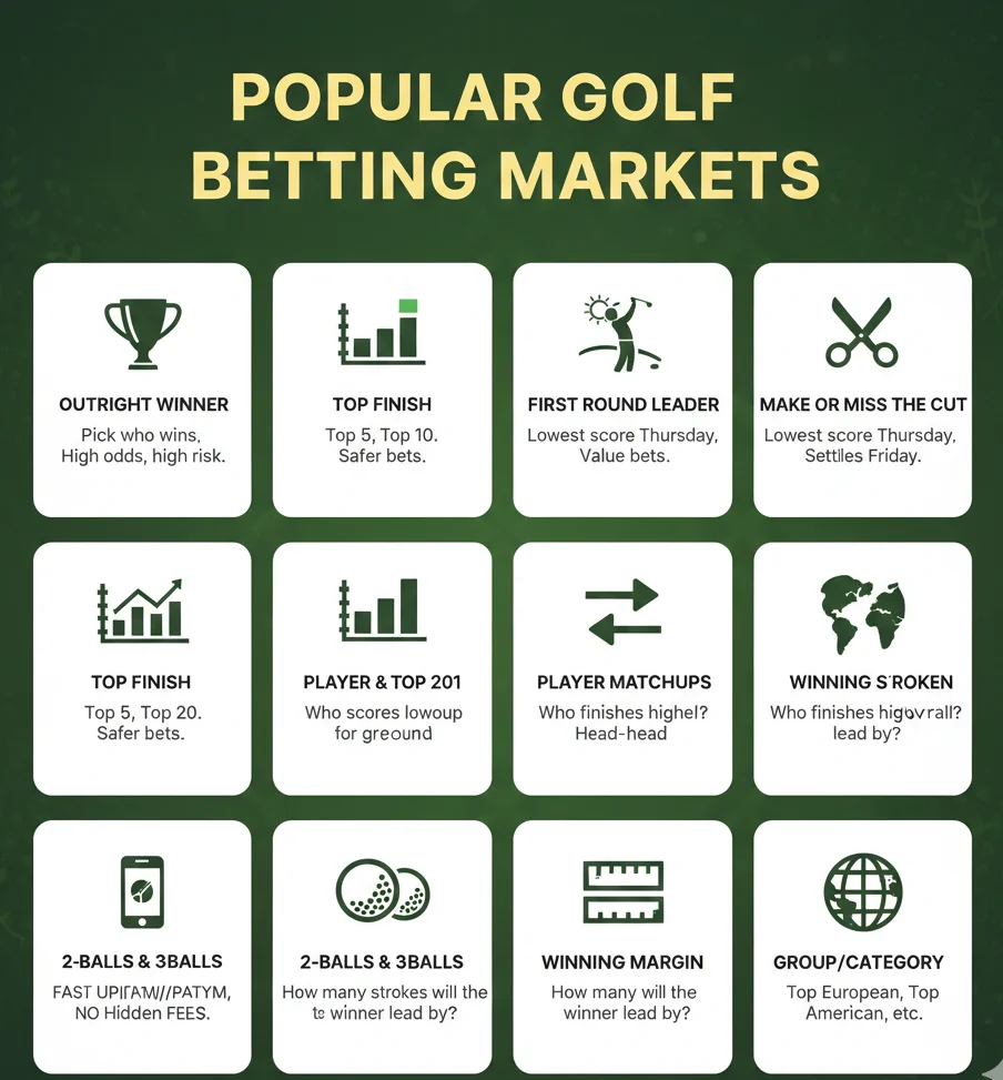 Popular Golf Betting Markets